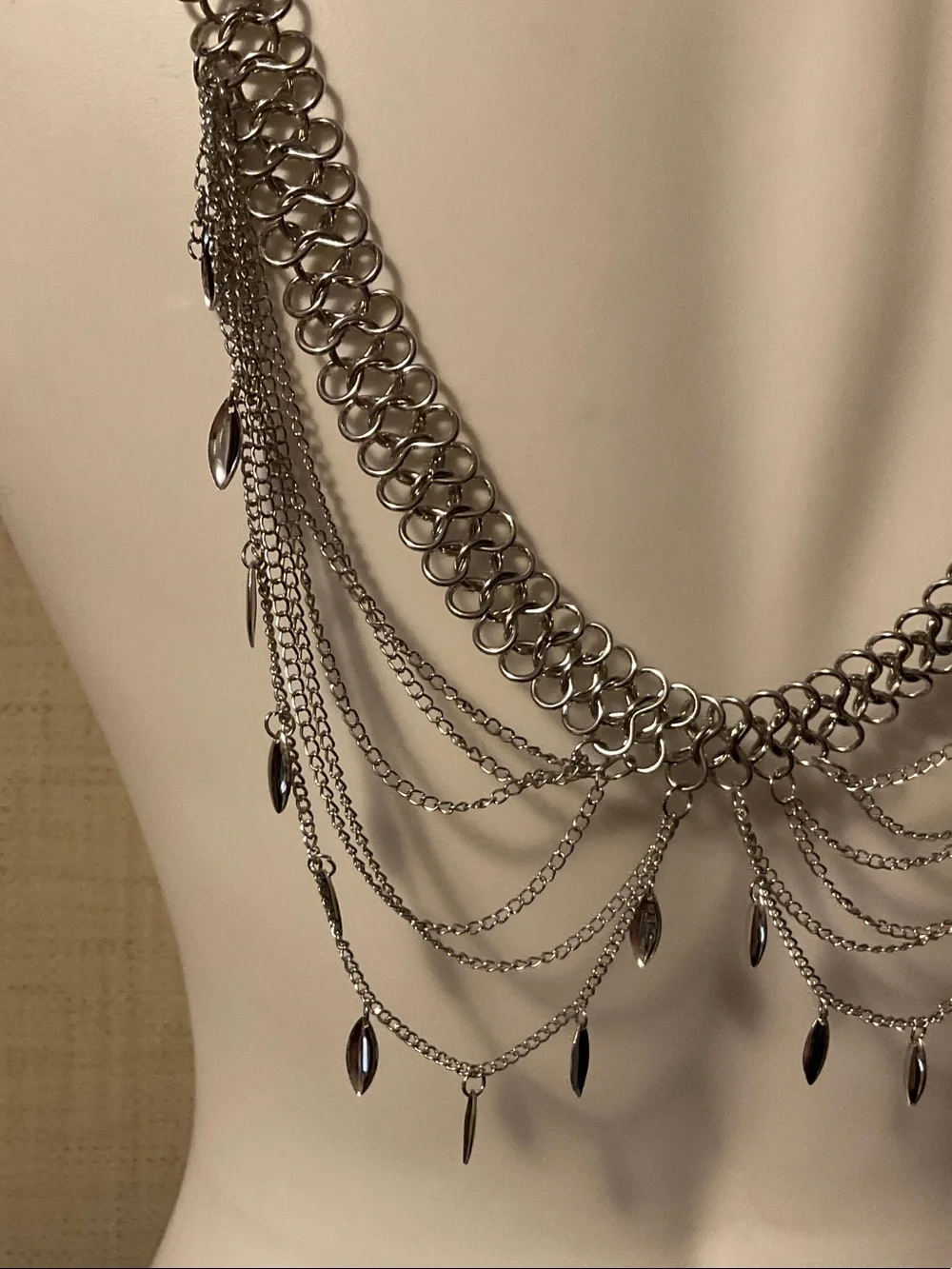Silver Multi-Layer Drape Back Necklace - Women Jewelry